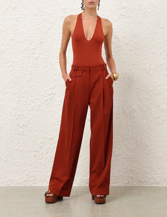 Luna Plunge Bodysuit Rust Online Luna Plunge Bodysuit Rust Online