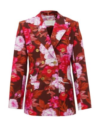 Luna Printed Drill Blazer Chocolate Rose Online