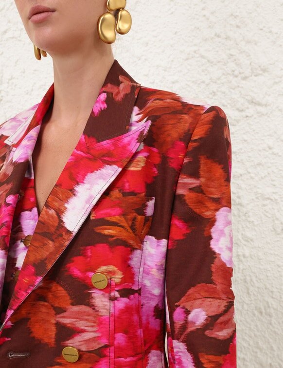 Luna Printed Drill Blazer Chocolate Rose Online Luna Printed Drill Blazer Chocolate Rose Online