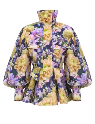 Luna Printed Drill Jacket Violet Dahlia Online