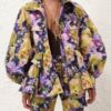 Luna Printed Drill Jacket Violet Dahlia Online