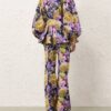 Luna Printed Drill Jacket Violet Dahlia Online