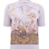 Luna Printed Silk Polo Lilac/Print Online