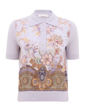 Luna Printed Silk Polo Lilac/Print Online