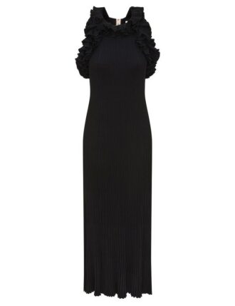 Luna Ruffle Midi Dress Black Online