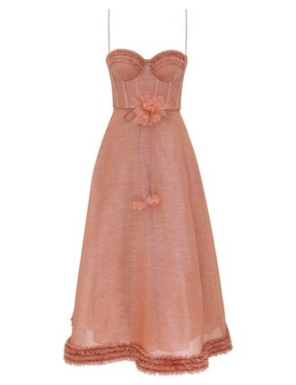 Luna Ruffle Midi Dress Peony Online