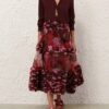 Luna Ruffle Midi Skirt Chocolate Rose Online Luna Ruffle Midi Skirt Chocolate Rose Online
