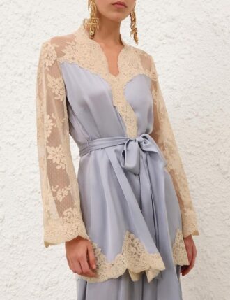 Luna Satin Wrap Top Powder Blue Online