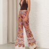 Luna Shirred Flare Pant Multi Floral Online Luna Shirred Flare Pant Multi Floral Online