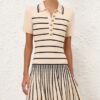 Luna Striped Polo Mini Dress Cream/Navy Online Luna Striped Polo Mini Dress Cream/Navy Online