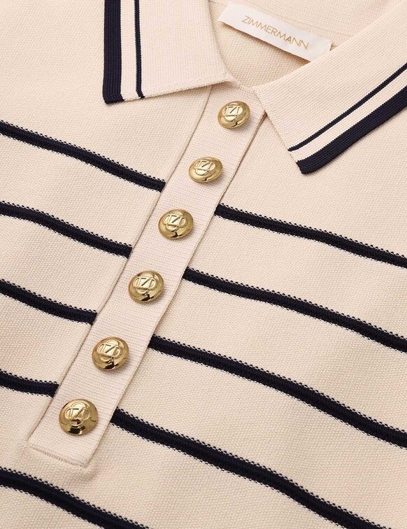 Luna Striped Polo Mini Dress Cream/Navy Online Luna Striped Polo Mini Dress Cream/Navy Online