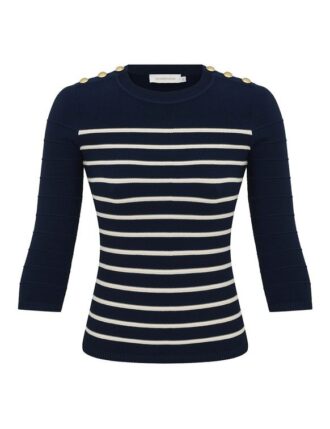 Luna Striped Top Navy/Cream Online
