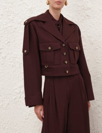 Luna Wool Cargo Jacket Mahogany Online