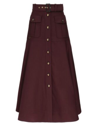 Luna Wool Midi Skirt Mahogany Online