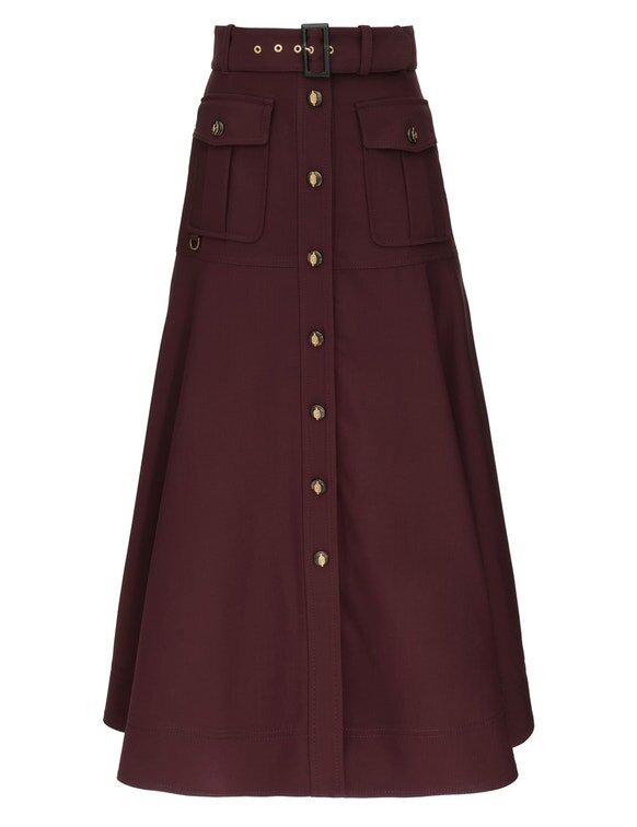 Luna Wool Midi Skirt Mahogany Online Luna Wool Midi Skirt Mahogany Online