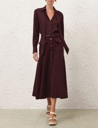 Luna Wool Midi Skirt Mahogany Online