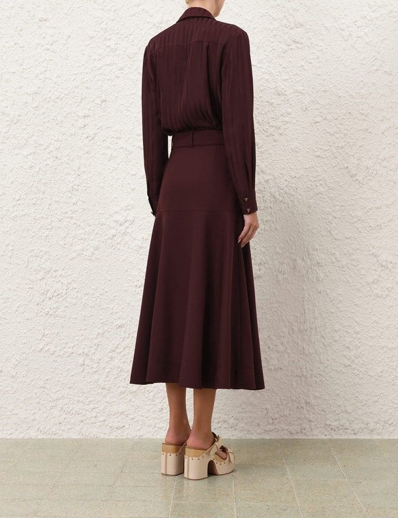 Luna Wool Midi Skirt Mahogany Online Luna Wool Midi Skirt Mahogany Online