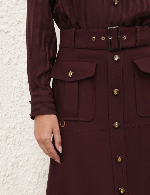 Luna Wool Midi Skirt Mahogany Online Luna Wool Midi Skirt Mahogany Online