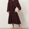 Luna Wool Midi Skirt Mahogany Online Luna Wool Midi Skirt Mahogany Online