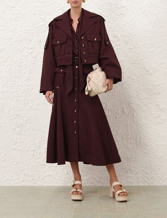 Luna Wool Midi Skirt Mahogany Online Luna Wool Midi Skirt Mahogany Online