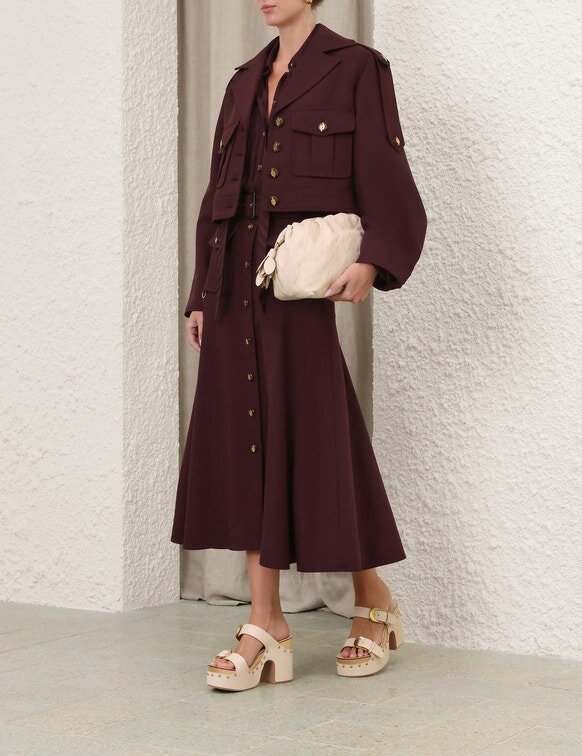 Luna Wool Midi Skirt Mahogany Online Luna Wool Midi Skirt Mahogany Online