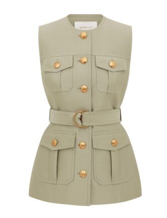 Luna Wool Silk Utility Vest Palm Online