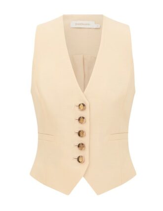 Luna Wool Silk Waistcoat Cream Online
