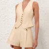 Luna Wool Silk Waistcoat Cream Online