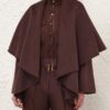 Luna Wool Tie Neck Cape Dark Chocolate Online