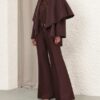 Luna Wool Tie Neck Cape Dark Chocolate Online
