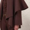 Luna Wool Tie Neck Cape Dark Chocolate Online