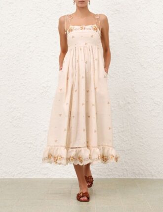 Patience Cami Midi Dress Cream/Yellow Rose Online