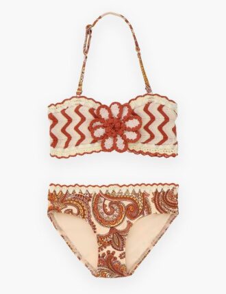 Patience Kids Crochet Bikini Cream/Orange Paisley Online