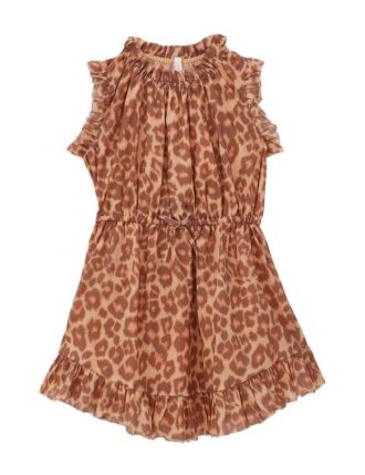 Patience Kids Flip Dress Tan Leopard Online