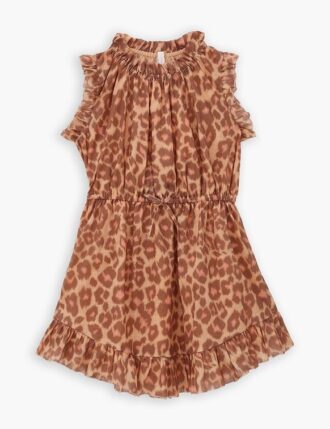 Patience Kids Flip Dress Tan Leopard Online