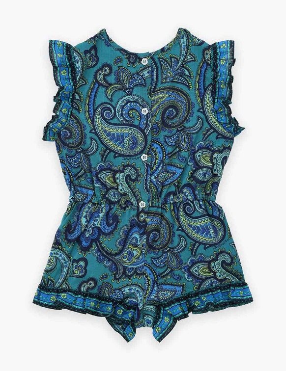 Patience Kids Frill Playsuit Blue Paisley Online Patience Kids Frill Playsuit Blue Paisley Online