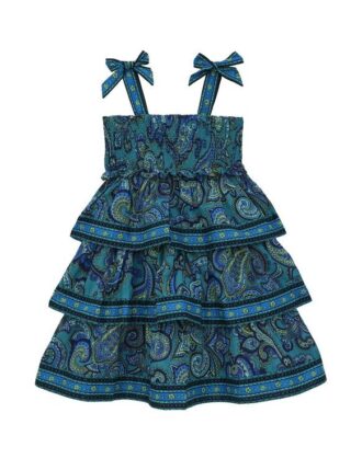 Patience Kids Tiered Dress Blue Paisley Online