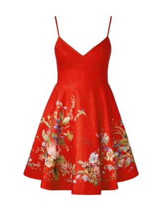 Patience Mini Dress Red Floral Online
