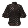 Pleated Button Blouse Black Dot Online