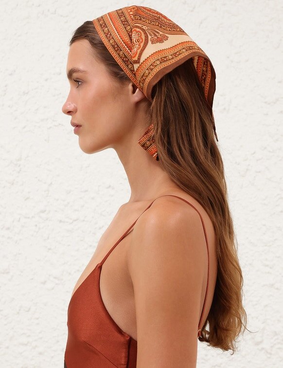 Printed Headscarf Tangerine Paisley Online Printed Headscarf Tangerine Paisley Online