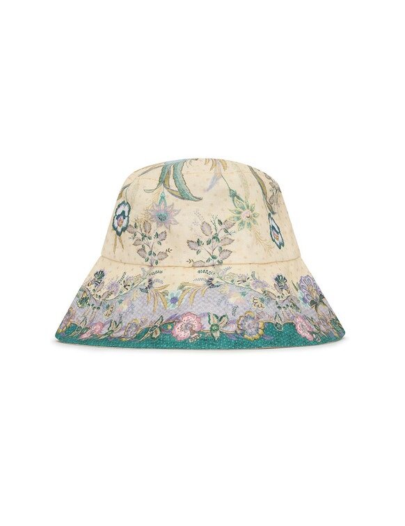 Printed Long Brim Bucket Hat Cream Scarf Floral Online Printed Long Brim Bucket Hat Cream Scarf Floral Online