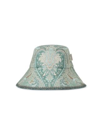 Printed Long Brim Bucket Hat Tapestry Teal Multi Online
