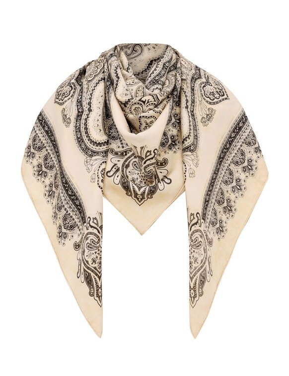 Printed Silk Maxi Square Cream Perla Paisley Online Printed Silk Maxi Square Cream Perla Paisley Online