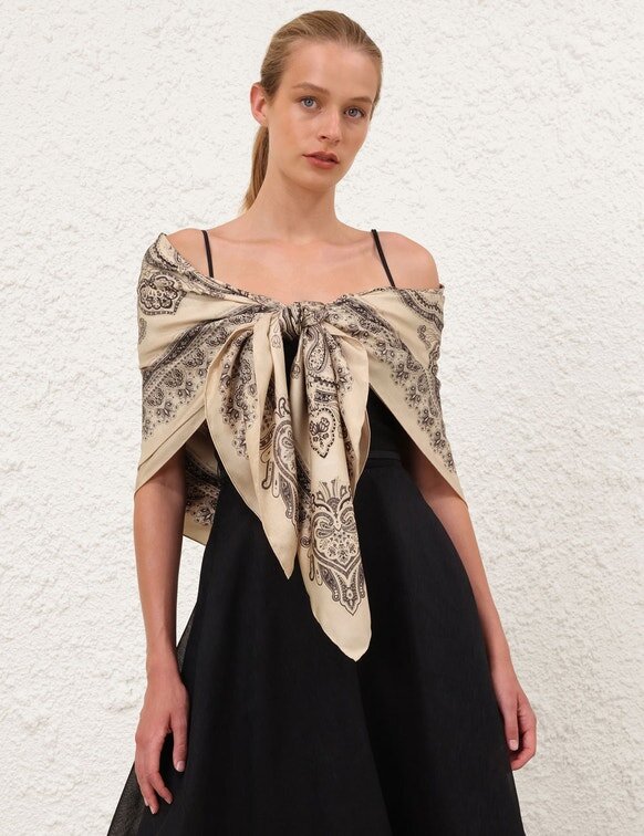 Printed Silk Maxi Square Cream Perla Paisley Online Printed Silk Maxi Square Cream Perla Paisley Online