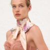 Printed Silk Neck Scarf Cream Multi Floral Online