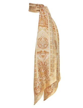Printed Silk Neck Scarf Tan Perla Paisley Online