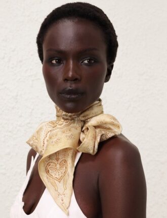 Printed Silk Neck Scarf Tan Perla Paisley Online