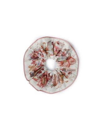 Printed Silk Scrunchie Ivory Floral Online