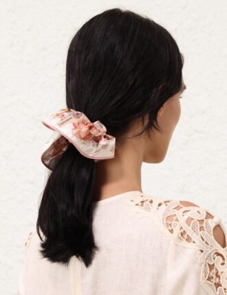 Printed Silk Scrunchie Ivory Floral Online