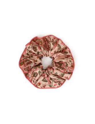 Printed Silk Scrunchie Pink Paisley Floral Online